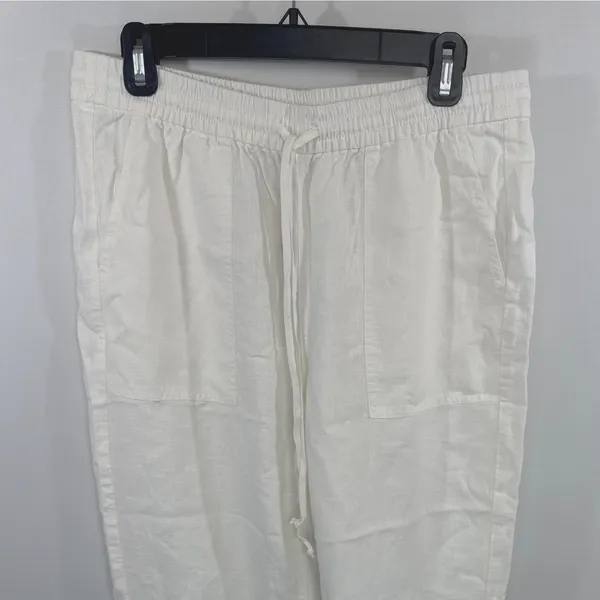 J.Crew Seaside White Linen Blend Pant‎ MED TALL NEW Nautical Beach Vacay - Image 2