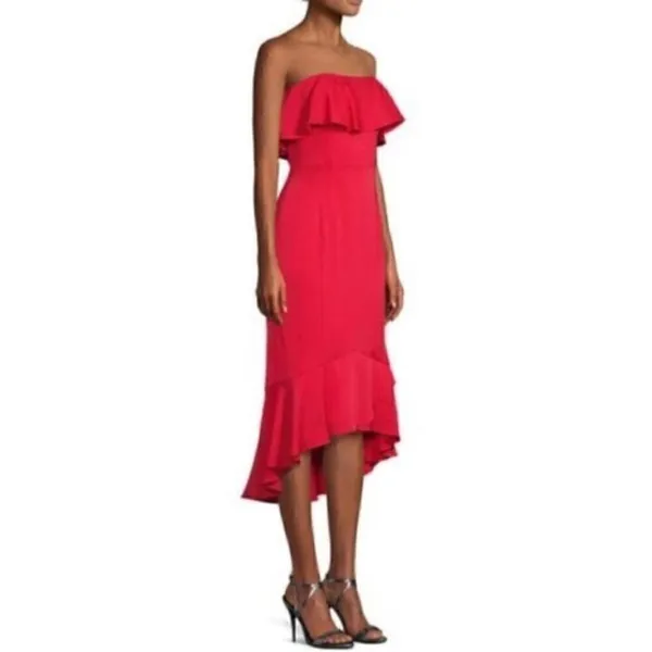 Shoshanna Dress 0 Essie Ruffle Midi Flounce Pink - Image 3