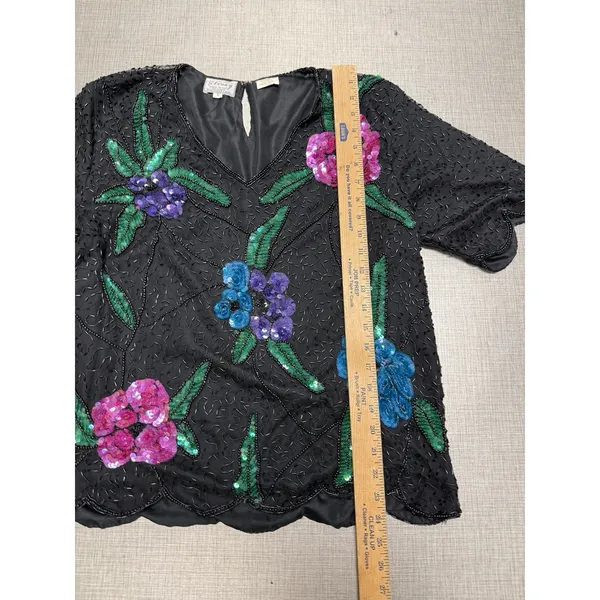 Vtg Stenay Silk Beaded Sequined Tunic Shirt Large Stunning‎ - Image 5