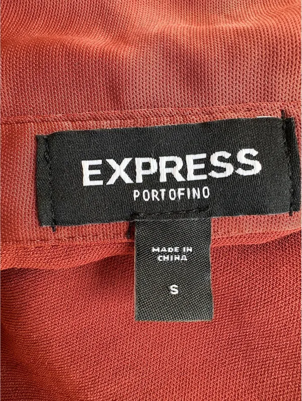 Express Portofino Rust Brown Long Sleeve Tie Front Shirt Size S - Image 5