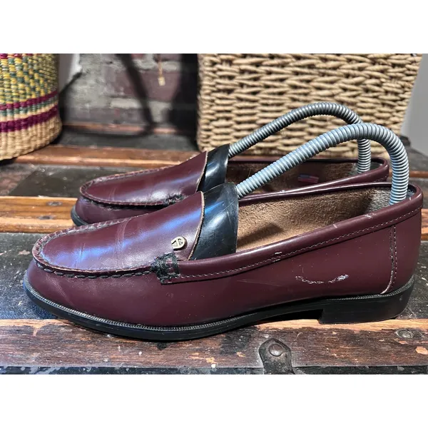 Etienne Aigner Oxblood Red Leather Loafers Dark Academia Vintage 90s Size 8 - Image 7