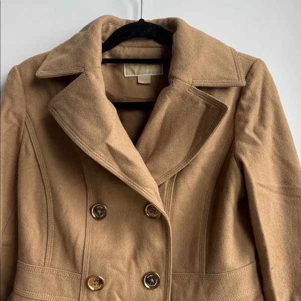 Michael Kors Camel Double-Breasted Pea Coat Size 4 - Image 4