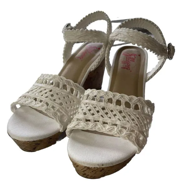 Jellypop Gabrielle Women Cork Wedge Heel Sandals 8.5M White Comfort Fit BohoChic - Image 6