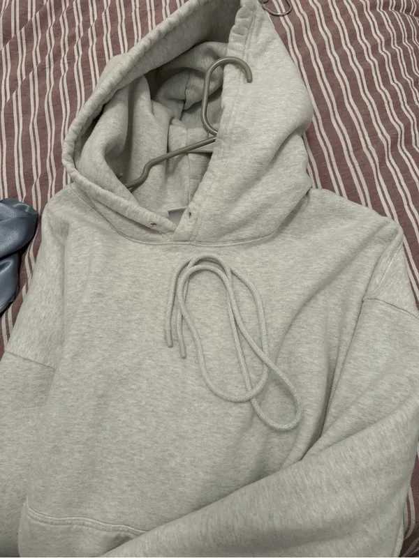 Aritzia TNA Cozy Fleece Boyfriend Hoodie in Heather Chrome size XXL - Image 7