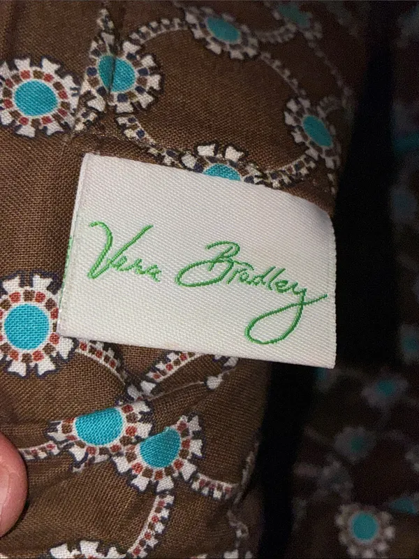 Vera Bradley Totally Turquoise Teal & Brown Tote Bag Shoulder Bag - Image 11
