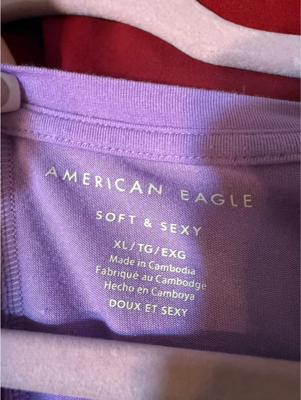 American Eagle Purple Soft & Sexy Top V Neck - Image 3