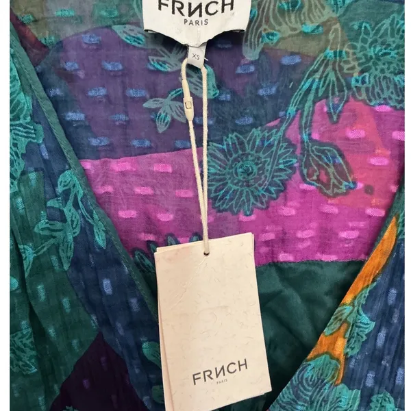 Fruch Paris Holy Camouflower Midi Dress XS Multi Color Floral Button Front NEW - Image 4