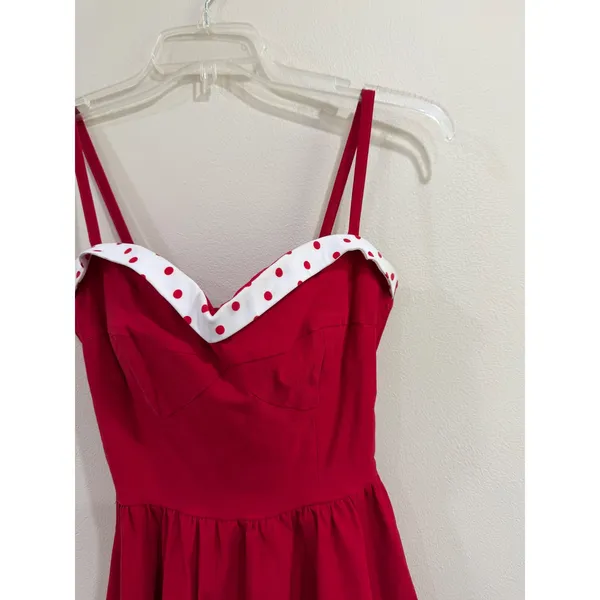Stop Staring! Alicia Estrada Pinup Red Polka Dot Rockabilly Swing Dress Sz M - Image 4