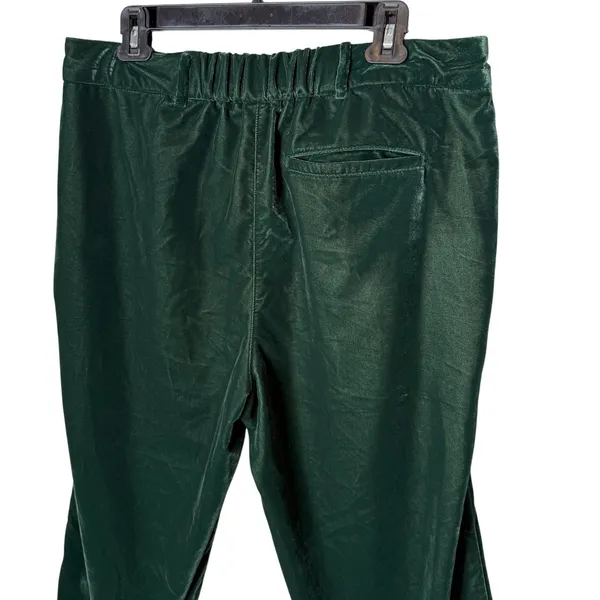 Old Navy Green Velvet Wide Leg Pants Womens L Taylor Trouser Holiday Flare - Image 5