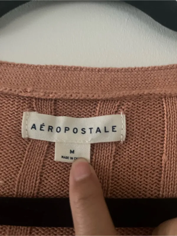 NWT Aeropostale Brown Ribbed Crop Button Up Cardigan Sweater Medium Fall Cozy - Image 2