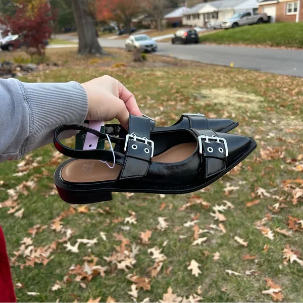 Size 6 Peyton Double Buckle black‎ Slingback Flats by wild fable - Image 9
