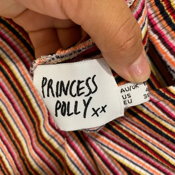 Princess Polly Size 8 Striped Cutout Mini Dress Halter Y2K 70s Boho - Image 5