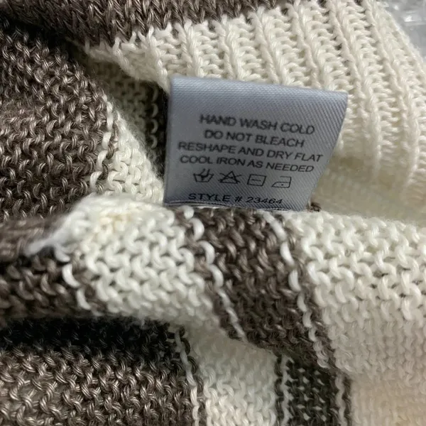 360 Sweater Jagger Sweater Stripe Crossback Knit‎ Linen White Brown Size Medium - Image 12