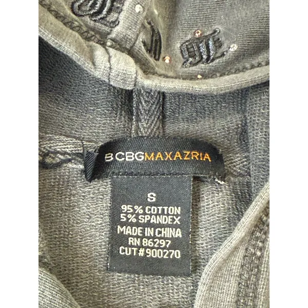 Y2k Vintage Gray Embroidered Full Zip Hoodie Gothic Grunge Women’s Size S - Image 9