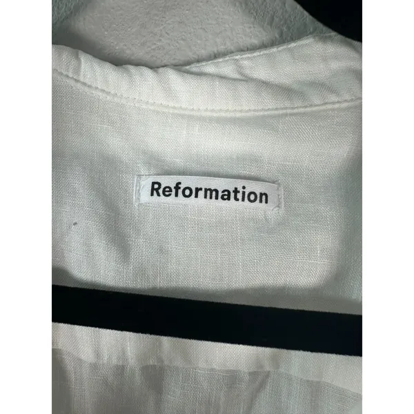 Reformation Long Sleeve White Linen Button Blouse Size XS - Image 7
