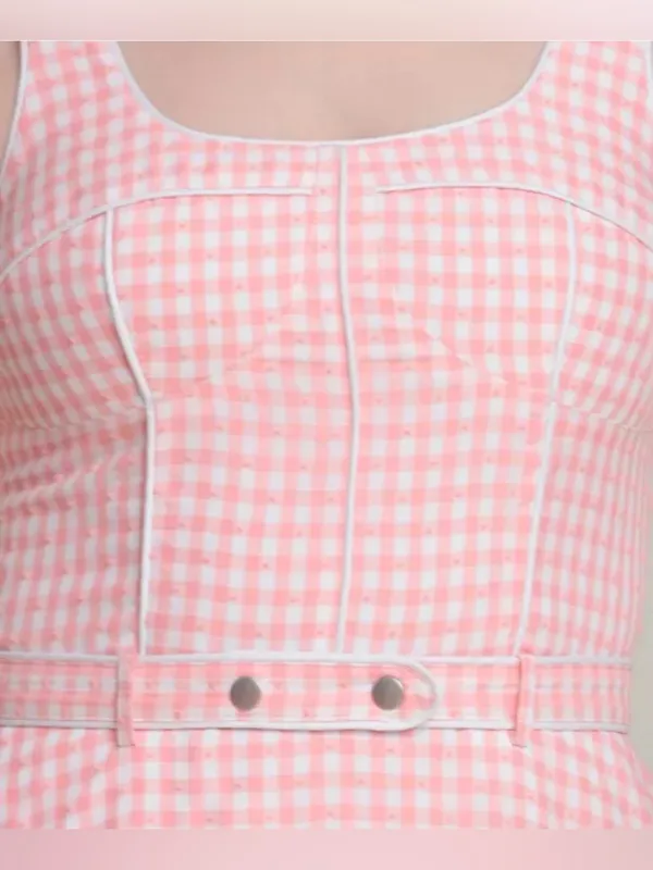 AVEC LES FILLES Bustier Bodice Gingham Midi Dress - Image 3