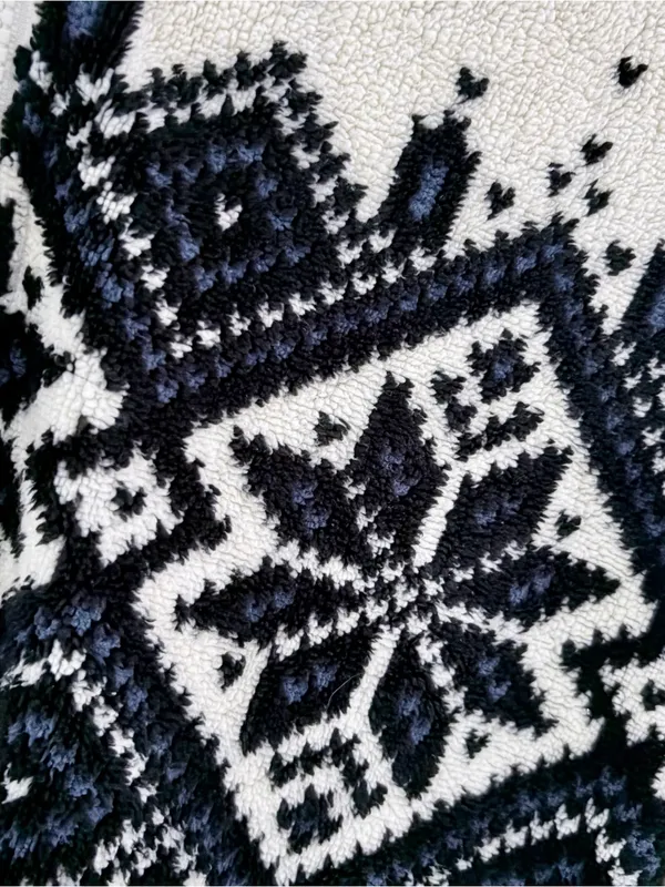 Eddie Bauer 90s Vintage Fleece Pullover Sweater Jacket Snowflake Fair Isle Large - Image 5