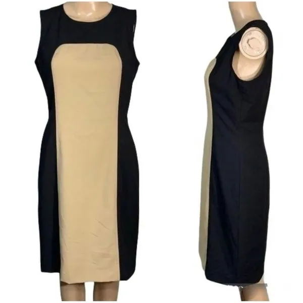 Calvin Klein Black/Tan Sleeveless Dress - Image 2