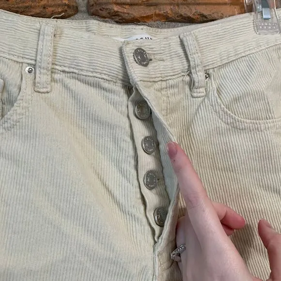 PacSun Womens 26 Shorts Cream Corduroy‎ Butterfly High Rise Vintage Style Cotton - Image 2