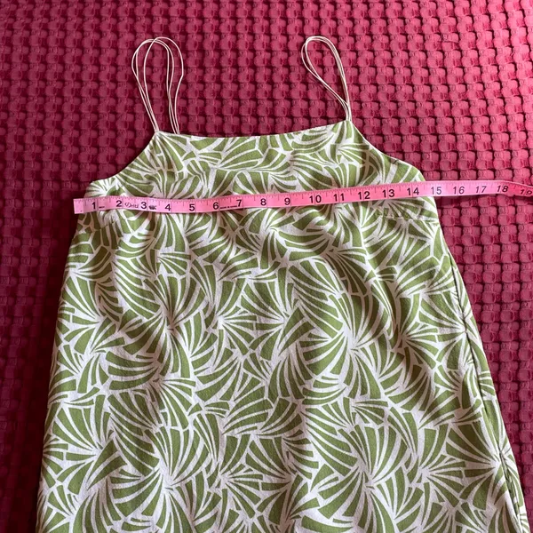 Monteau Los Angeles Women’s S Green Botanical Leaf Print Linen Blend Mini Dress - Image 7