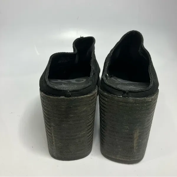 OTBT split black leather‎ clog mules block heel side 10 - Image 8