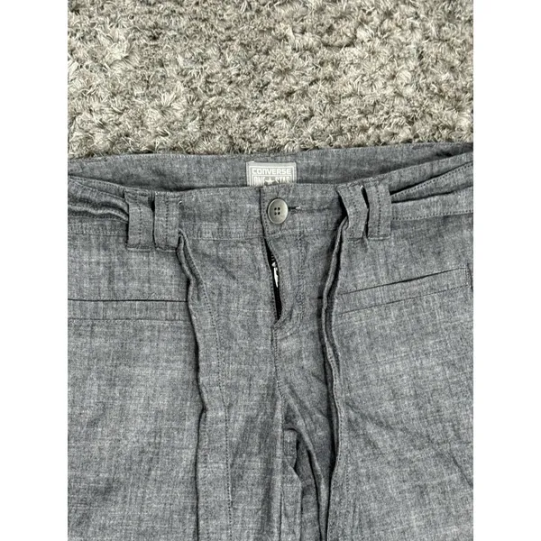 Converse One Star Women’s Gray Wide Leg Pants Cotton Belted Low Rise Size 4 - Image 4