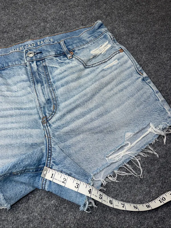 American Eagle Outfitters Light Wash Distressed Denim Relaxed Shorts - Image 3