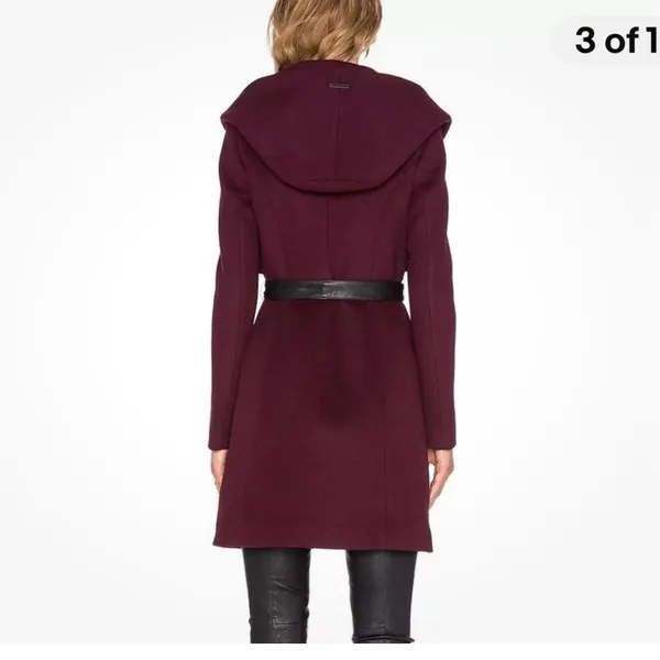 Soia & Kyo Arya Wool Blend Hooded Coat in Merlot Size Small - Image 4