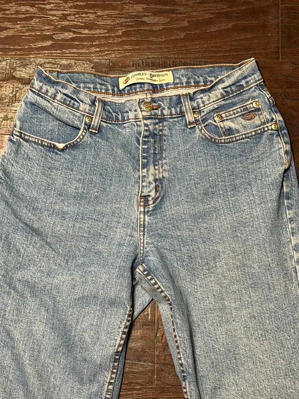 Harley Davidson Jeans Womens 10 Long Light Wash High Rise Straight Leg Retro - Image 4