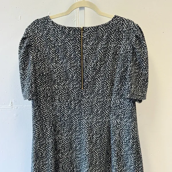 Apt 9 Abstract Herringbone Puff Sleeve Sheath Midi Dress Zipper XL Black White - Image 5