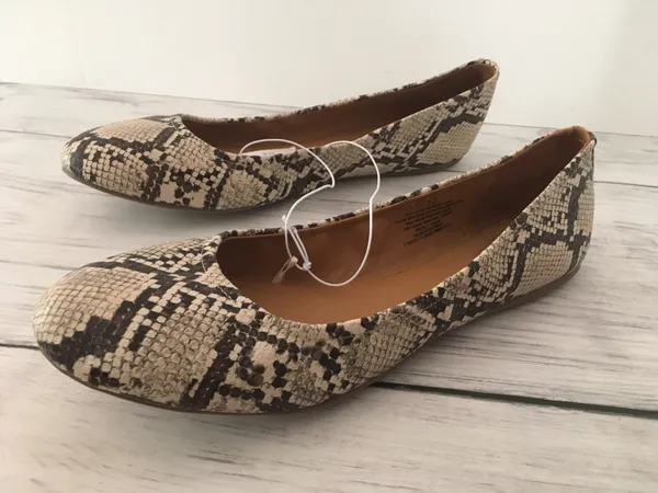 Snake Print Ballet Flats, Size 12 Gray - Image 2