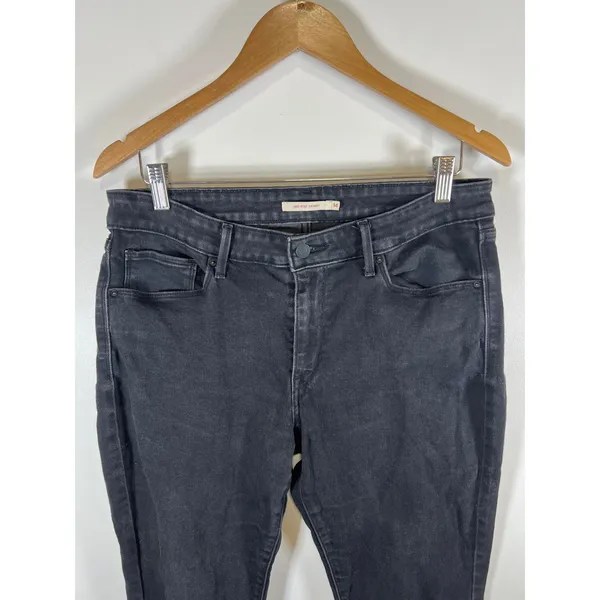 Levis Womens Mid Rise Skinny‎ Jeans Faded Black Denim Size 14 Classic Stretch - Image 3