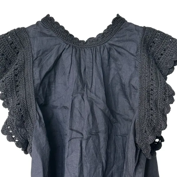 Ulla Johnson Handmade Kai Ramie Blouse Sz 10 black flounce Goth feminine - Image 6