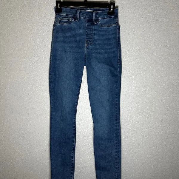 Good American Power Stretch Pull On Skinny Jeans Womens‎ Size Small Indigo Blue - Image 2