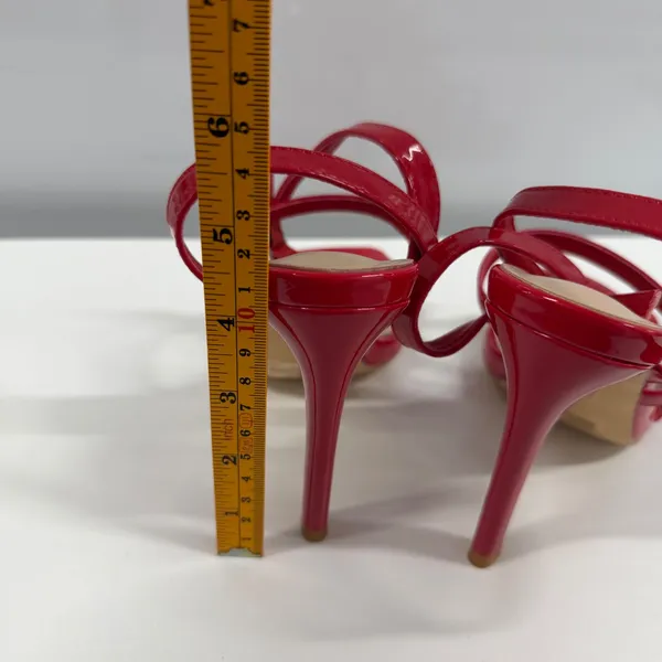 Elisabet Tang Red Patent Multi Strap Square Toe Stiletto Heels TES3153 Size 6 - Image 5