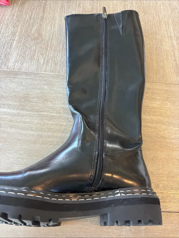 Vince Camuto Phrancie Black Leather Moto Combat Boot - Image 4