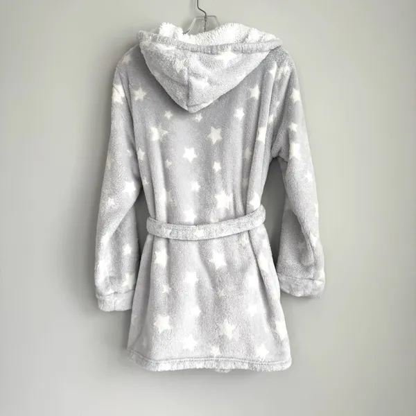 Women's Star Print Cozy Robe with belt Gray XS/S Target - Image 3