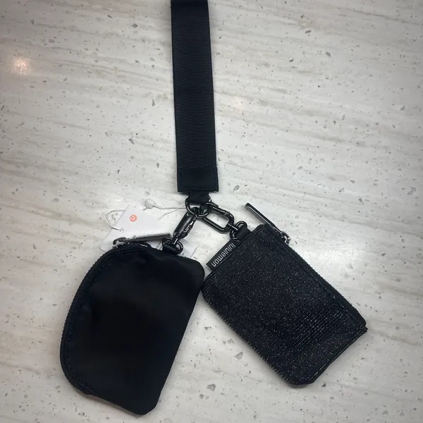 Lululemon Dual Pouch Wristlet Black Glitter - Image 3