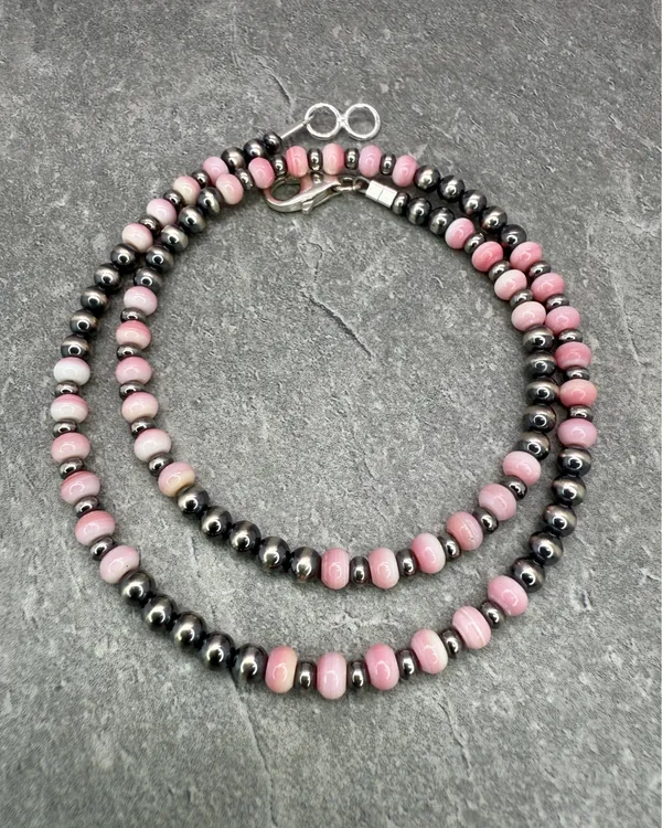 Handmade 16” Navajo Style Sterling Silver Pearls Necklace - Image 3