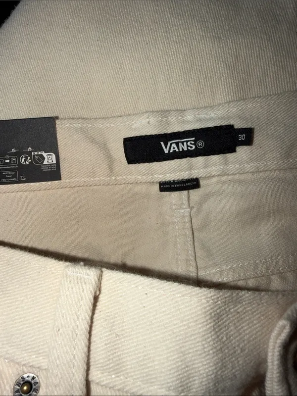 NWT VANS Check-5 Low Rise Extra Baggy Jeans In Ecru SZ-30 - Image 11