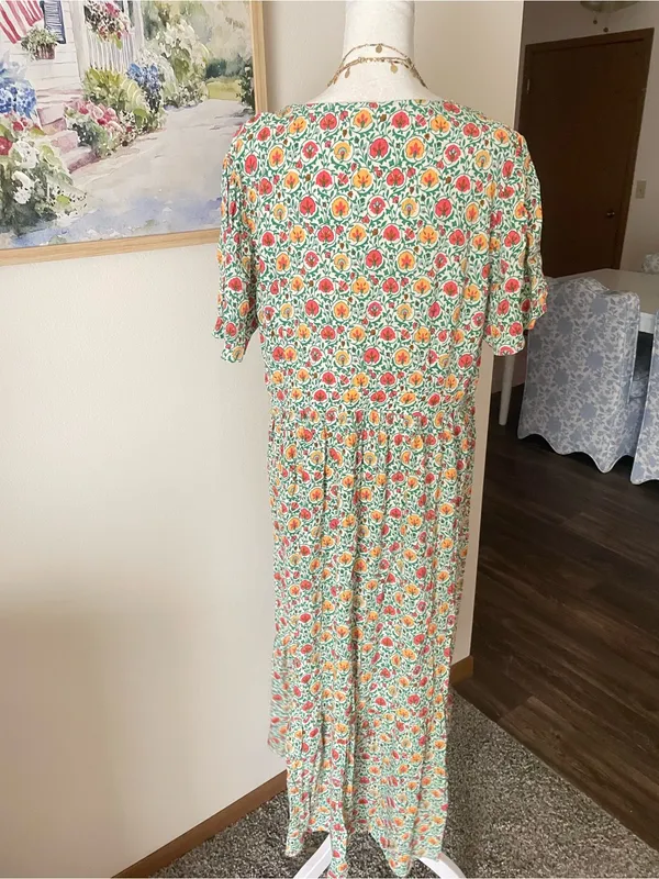 Boden Floral V-Neck Tiered Midi Maxi Dress US 12 Petite - Image 6