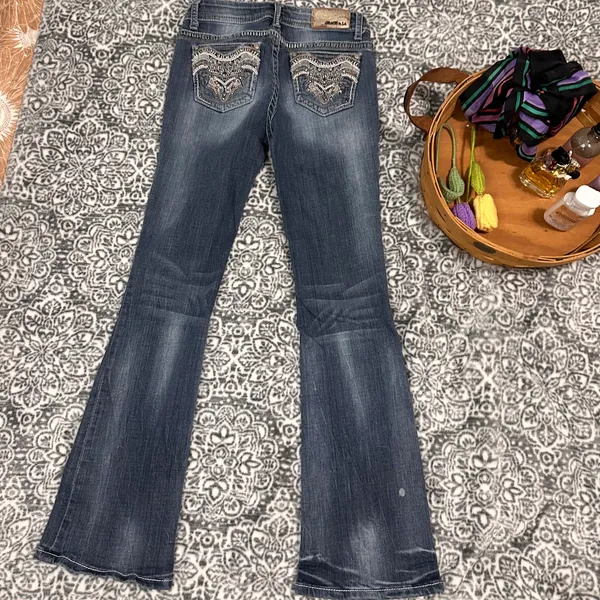 GRACE IN LA Embellished Boot Cut Jeans Size 16 - Image 7