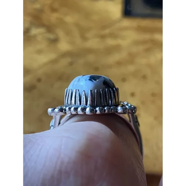 White Buffalo Nevada Turquoise Sterling Silver Heart Ring Size 9 - Image 2