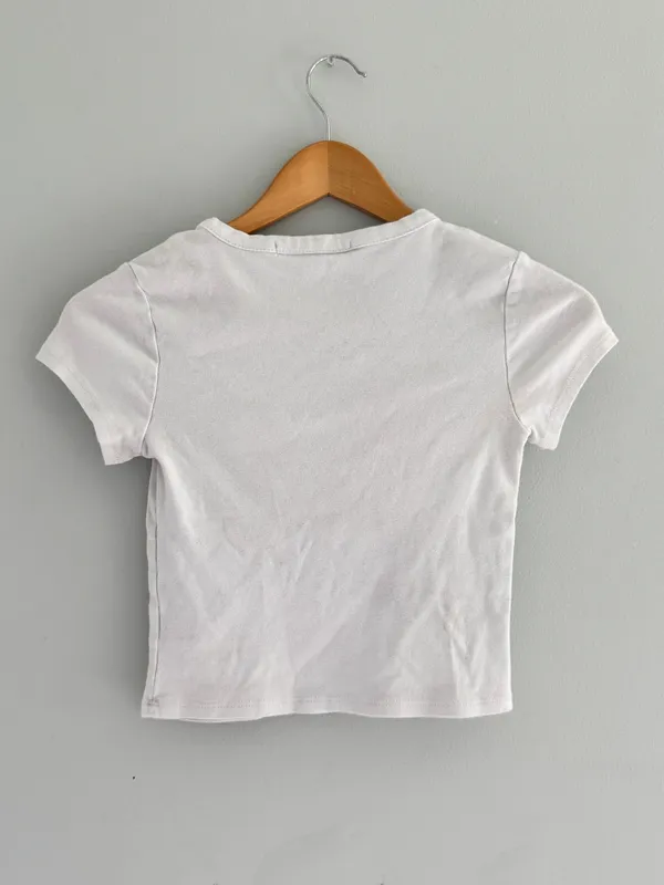 Altar’d State Pink Bow Graphic Baby Tee White Coquette Top S - Image 6