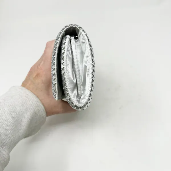 Jessica McClintock Silver Mesh Evening Bag Chain Strap Clutch - Image 8