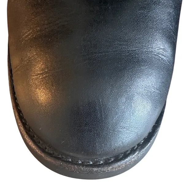 Tory Burch Kiernan Black Leather Riding Boots Gold Logo Knee High 7 - Image 8