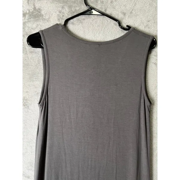 White + Warren Soft VNeck Tank Dress Flint Gray Sleeveless Jersey Knit Small New - Image 4