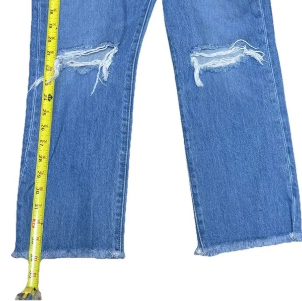 Levi’s Premium Wedgie Straight Jeans W26 L26 Blue Distressed Raw Hem Button Fly - Image 5