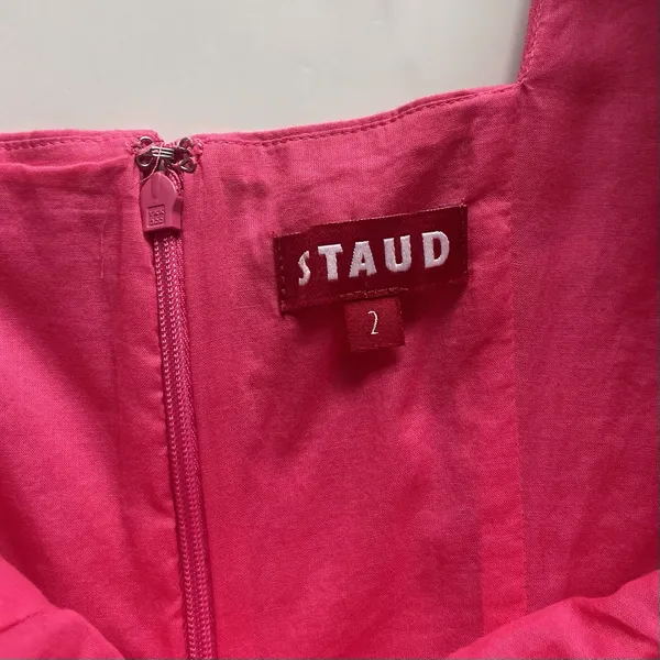 STAUD Laelia Mini Dress Peony Pink Poplin Size XS - Image 3