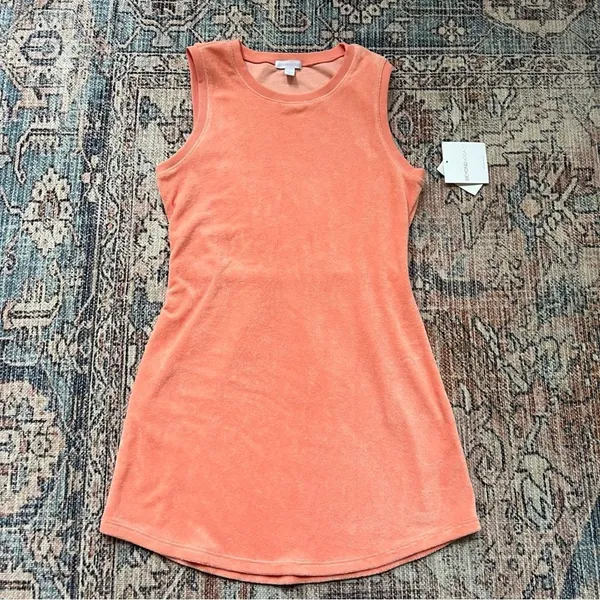 NEW BEYOND YOGA Out of Town Dress in Peach Blush NWT Terry Mini Dress Size XS - Image 12